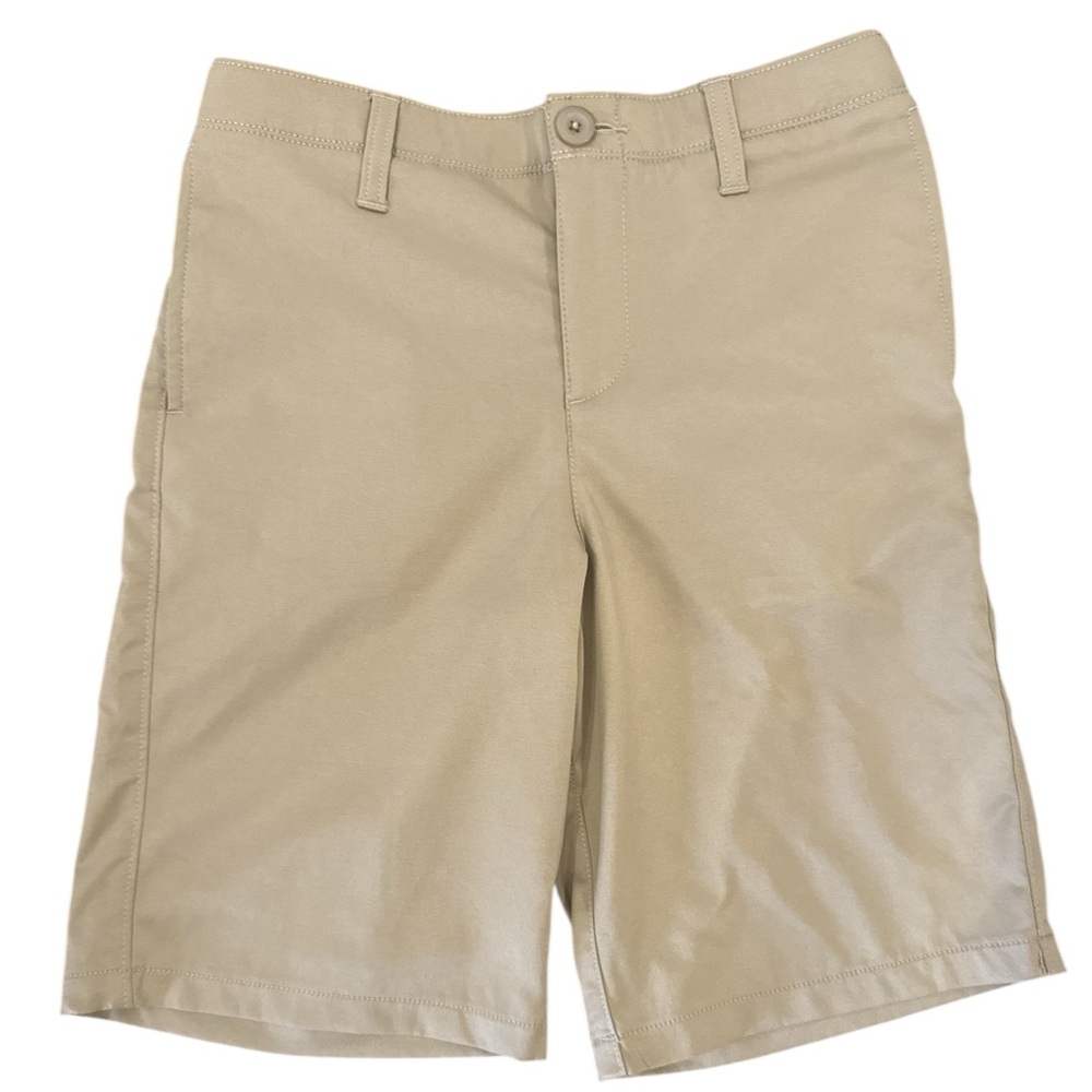 Under Armour Boys Youth Size 12 Golf Athletic Shorts Khaki Tan Pockets 9” Inseam